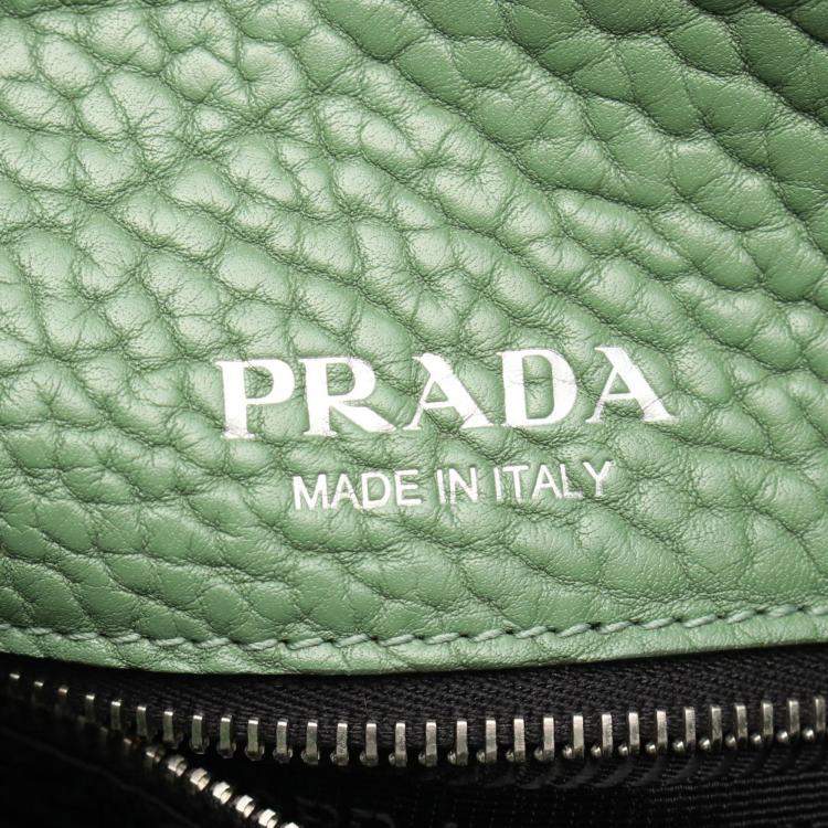 Pre Owned Prada Green Full Grain Leather Tote