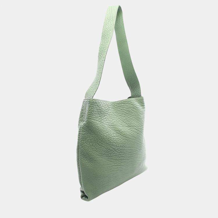 Pre Owned Prada Green Full Grain Leather Tote