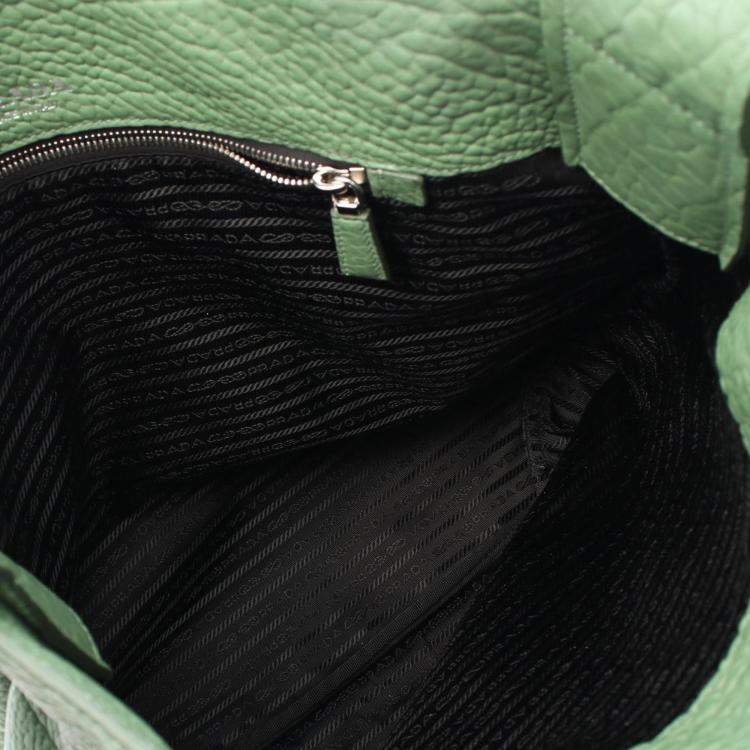 Pre Owned Prada Green Full Grain Leather Tote