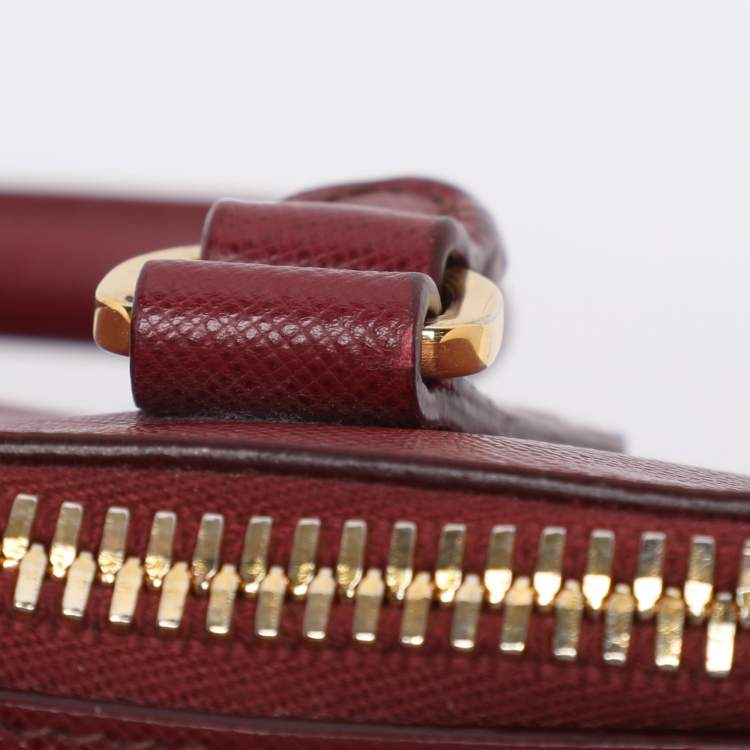 Pre Owned Prada Red Saffiano Lux Leather Promenade Satchel