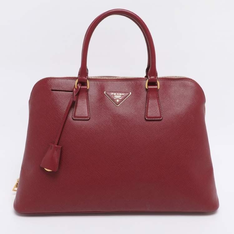 Pre Owned Prada Red Saffiano Lux Leather Promenade Satchel