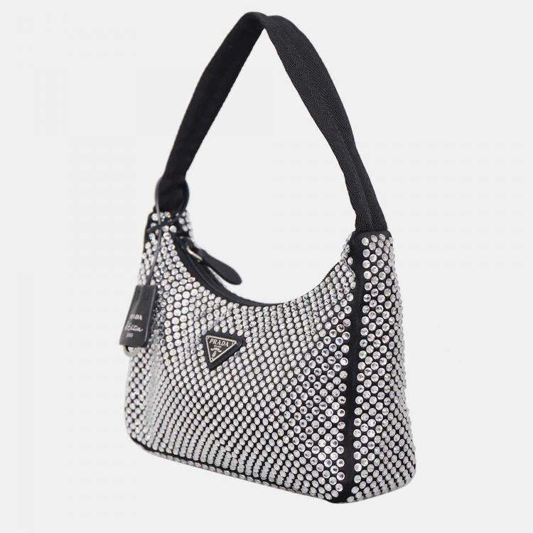 Pre Owned Prada Re-Edition 2000 Satin Mini Crystal Bag