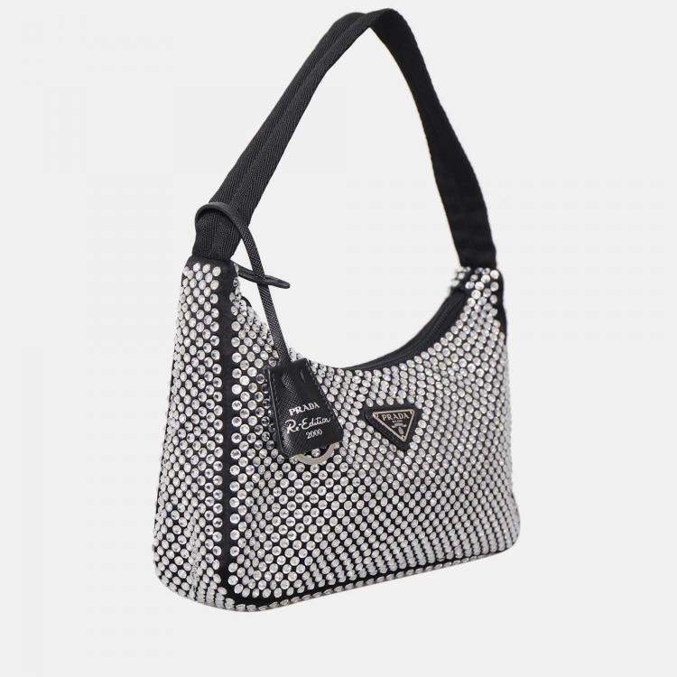 Pre Owned Prada Re-Edition 2000 Satin Mini Crystal Bag