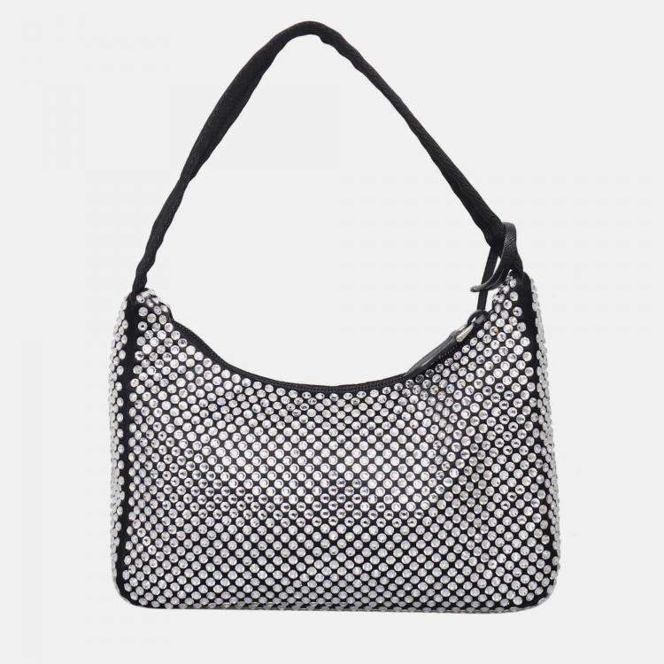 Pre Owned Prada Re-Edition 2000 Satin Mini Crystal Bag