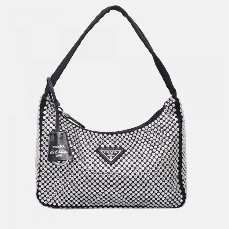 Pre Owned Prada Re-Edition 2000 Satin Mini Crystal Bag