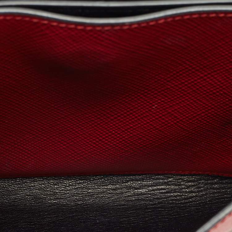 Pre Owned Prada Red Saffiano Lux Leather Double Turnlock Flap Crossbody Bag