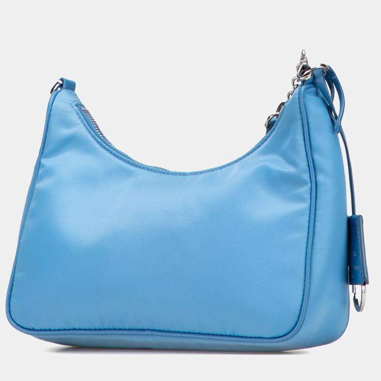 Pre Owned Prada Blue Tessuto Re Edition 2005 Satchel