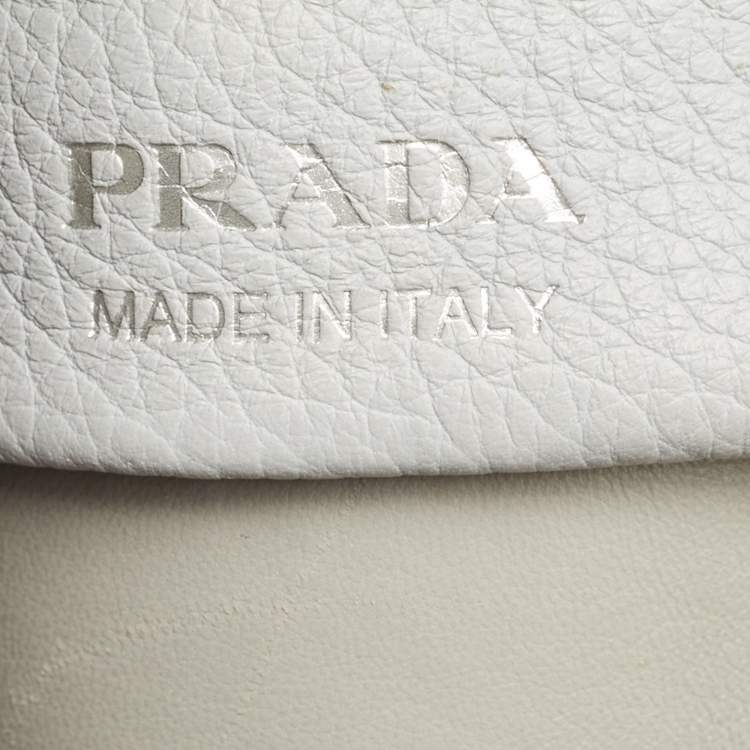 Pre Owned Prada Light Grey Vitello Daino Leather Dynamique Tote