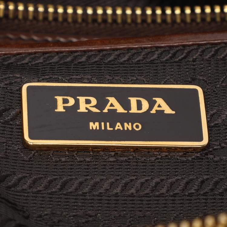 Pre Owned Prada Brown Brushed Smoke Patent Leather Large Galleria Tote