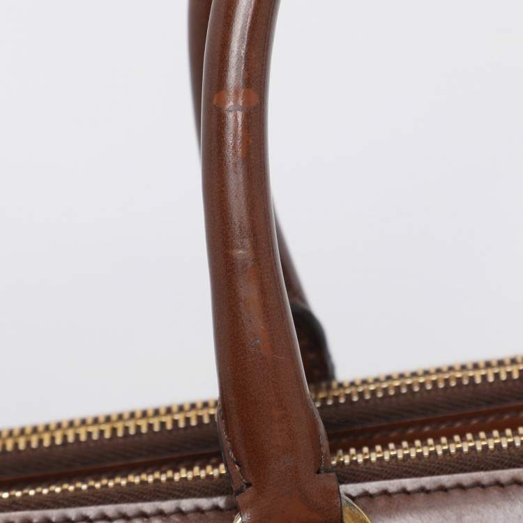 Pre Owned Prada Brown Brushed Smoke Patent Leather Large Galleria Tote