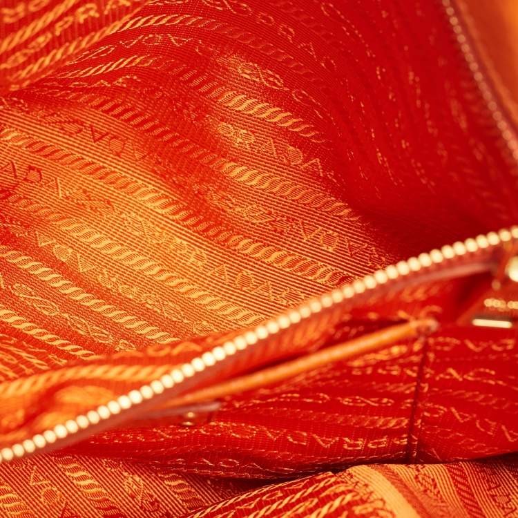 Pre Owned Prada Orange Vitello Daino Leather Large Shopping Tote