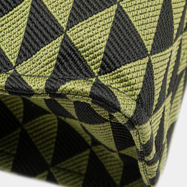 Pre Owned Prada Green Jacquard Triangolo Symbole Shopping Tote