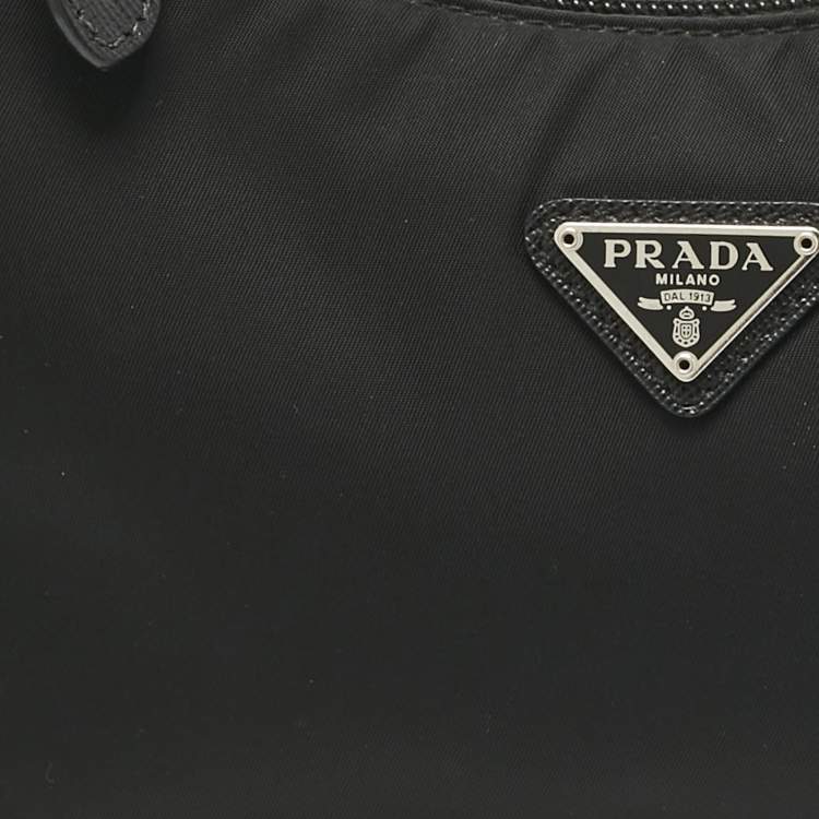 Pre Owned Prada Black Nylon Mini Re-Edition 2000 Baguette Bag