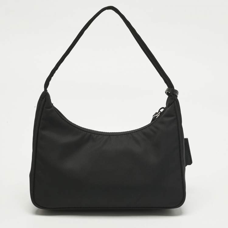 Pre Owned Prada Black Nylon Mini Re-Edition 2000 Baguette Bag