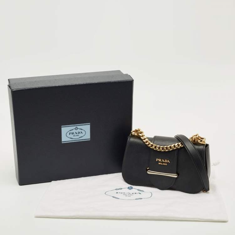 Pre Owned Prada Black Saffiano Lux Leather Sidonie Shoulder Bag
