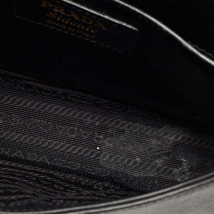 Pre Owned Prada Black Saffiano Lux Leather Sidonie Shoulder Bag