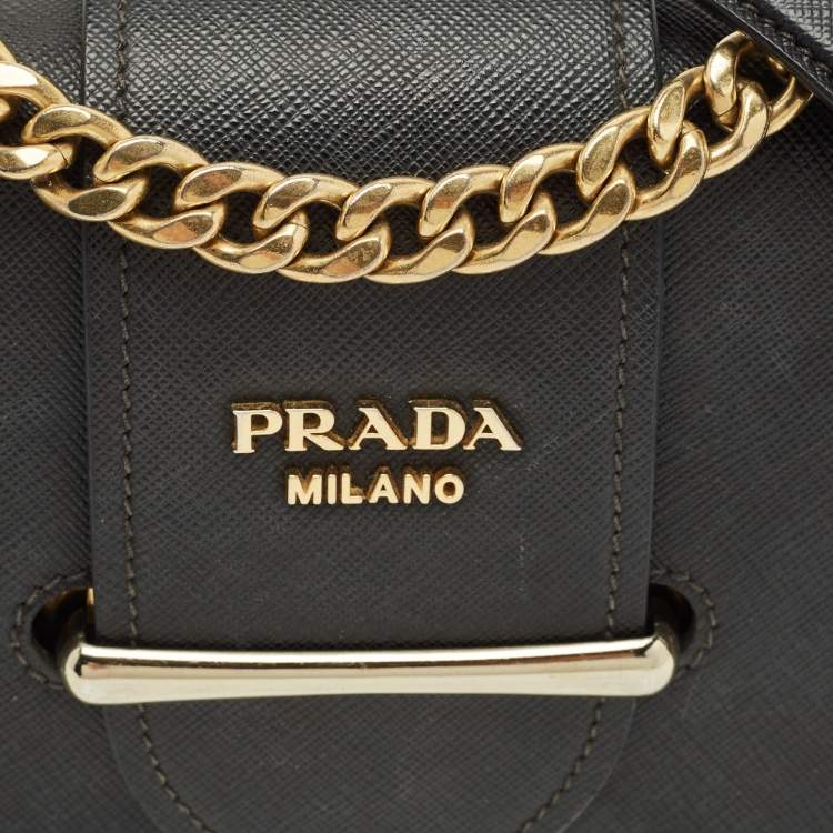 Pre Owned Prada Black Saffiano Lux Leather Sidonie Shoulder Bag