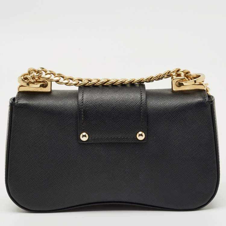 Pre Owned Prada Black Saffiano Lux Leather Sidonie Shoulder Bag