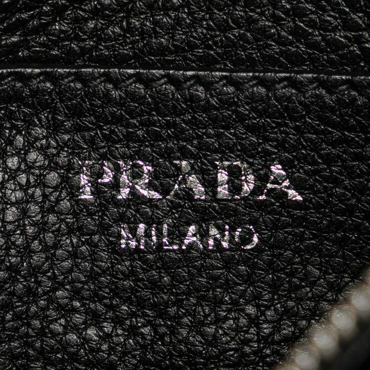 Pre Owned Prada Black Vitello Phenix Double Zip Crossbody