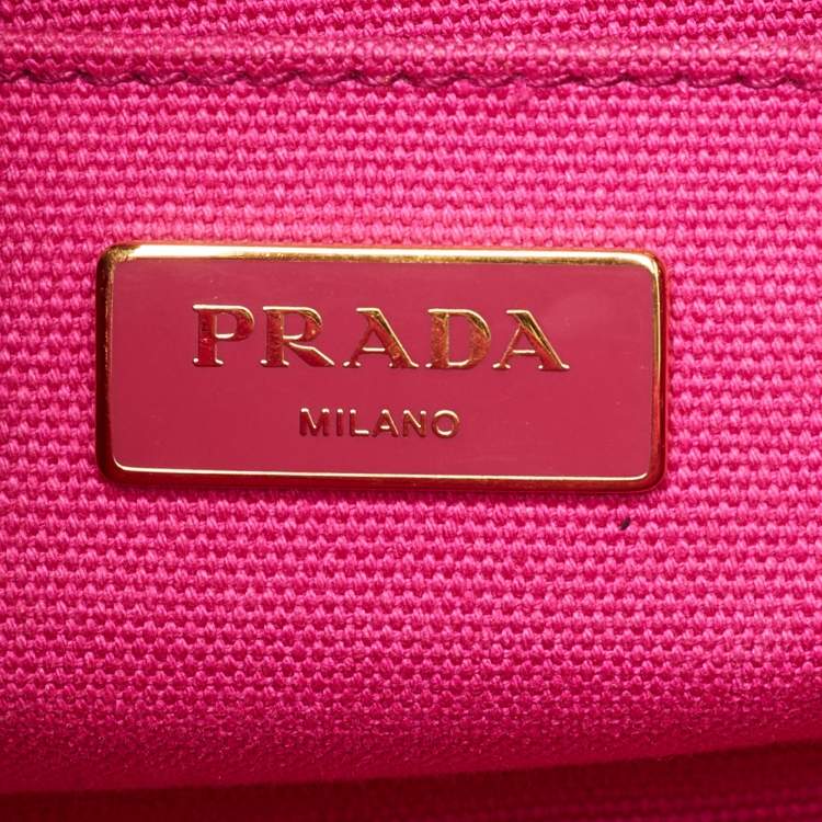 Pre Owned Prada Pink Canvas Small Canapa Logo Tote