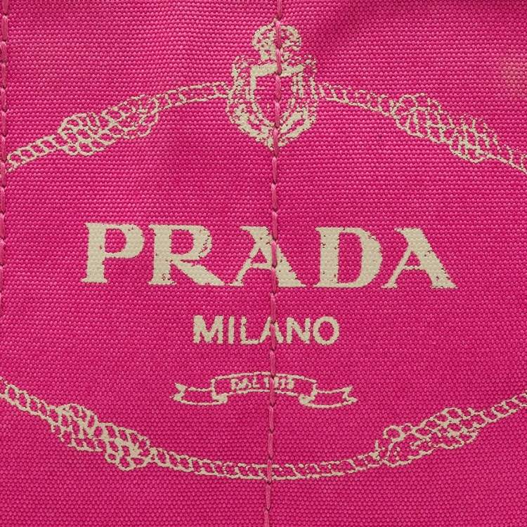 Pre Owned Prada Pink Canvas Small Canapa Logo Tote