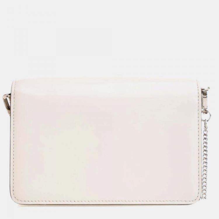 Pre Owned Prada Triangle Mini White Calfskin Shoulder Bag