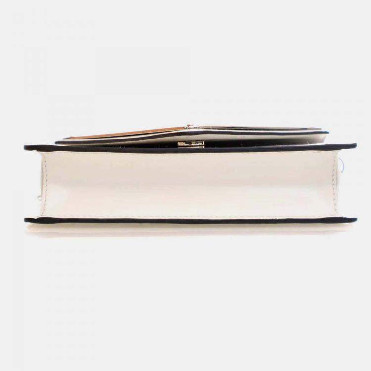 Pre Owned Prada Triangle Mini White Calfskin Shoulder Bag