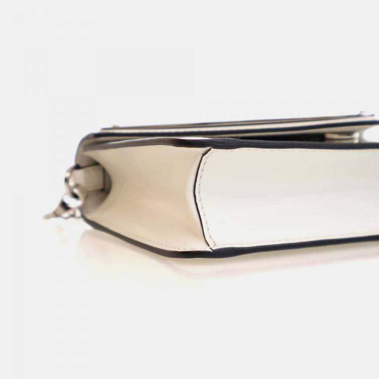 Pre Owned Prada Triangle Mini White Calfskin Shoulder Bag