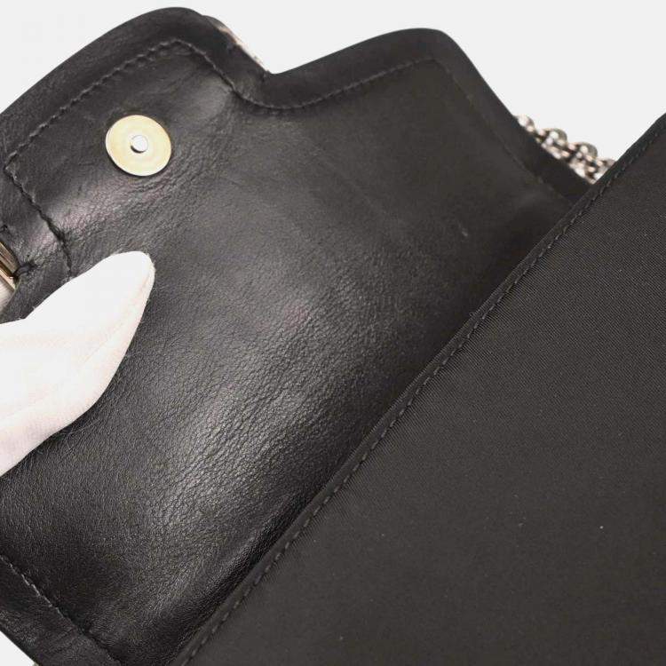 Pre Owned Prada Black Nylon Leather Rhinestone Handbag