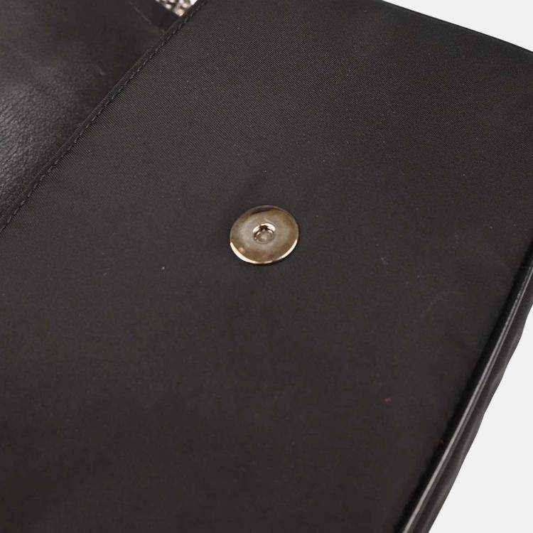 Pre Owned Prada Black Nylon Leather Rhinestone Handbag