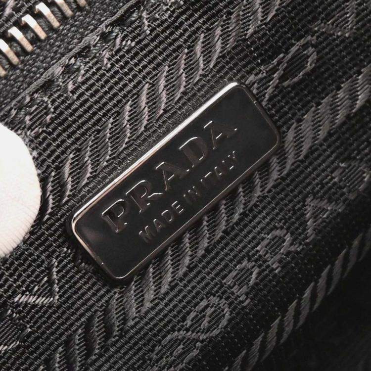 Pre Owned Prada Black Nylon Leather Rhinestone Handbag