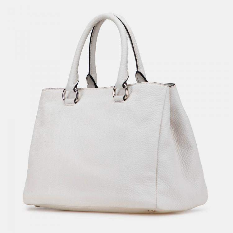 Pre Owned Prada White Vitello Daino Open Convertible Tote