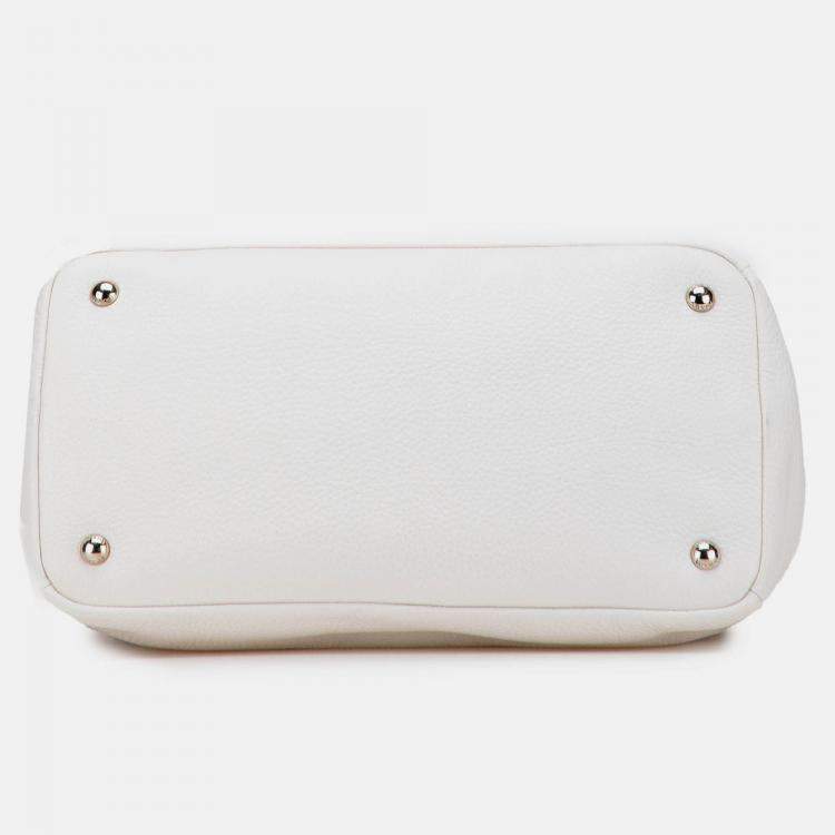 Pre Owned Prada White Vitello Daino Open Convertible Tote