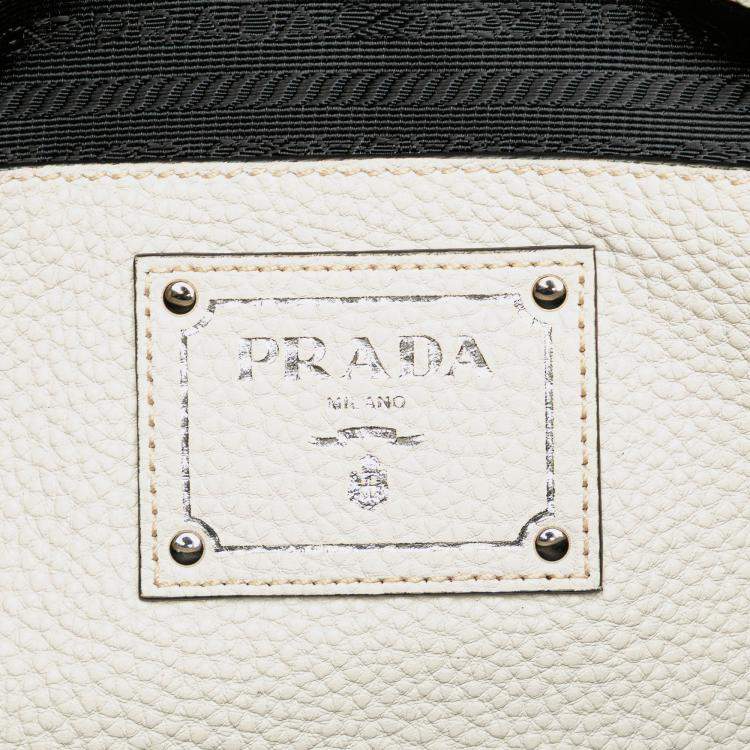Pre Owned Prada White Vitello Daino Open Convertible Tote