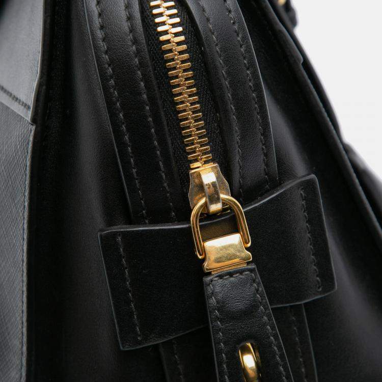 Pre Owned Prada Black Small Saffiano and City Calf Esplanade Satchel