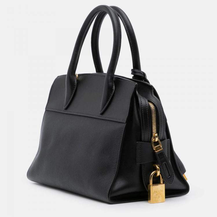 Pre Owned Prada Black Small Saffiano and City Calf Esplanade Satchel