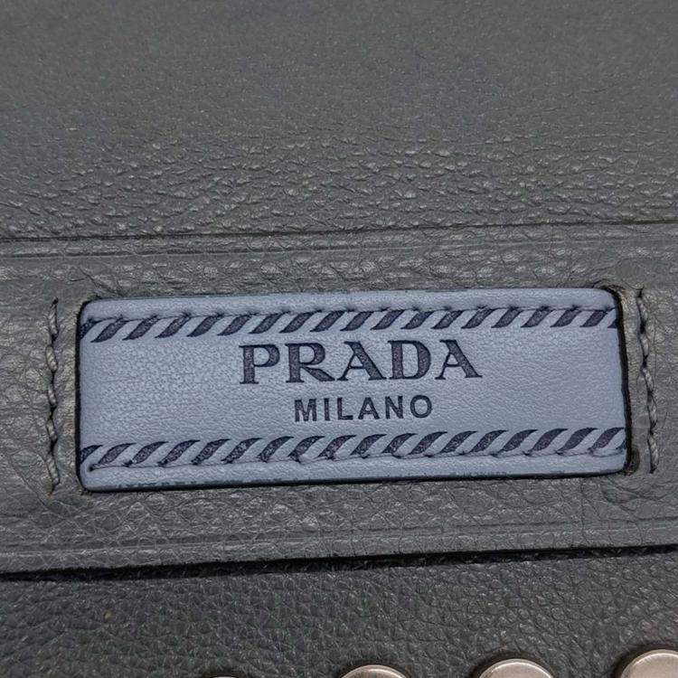 Pre Owned Prada Etiquette Glace Blue Calf Flap Bag
