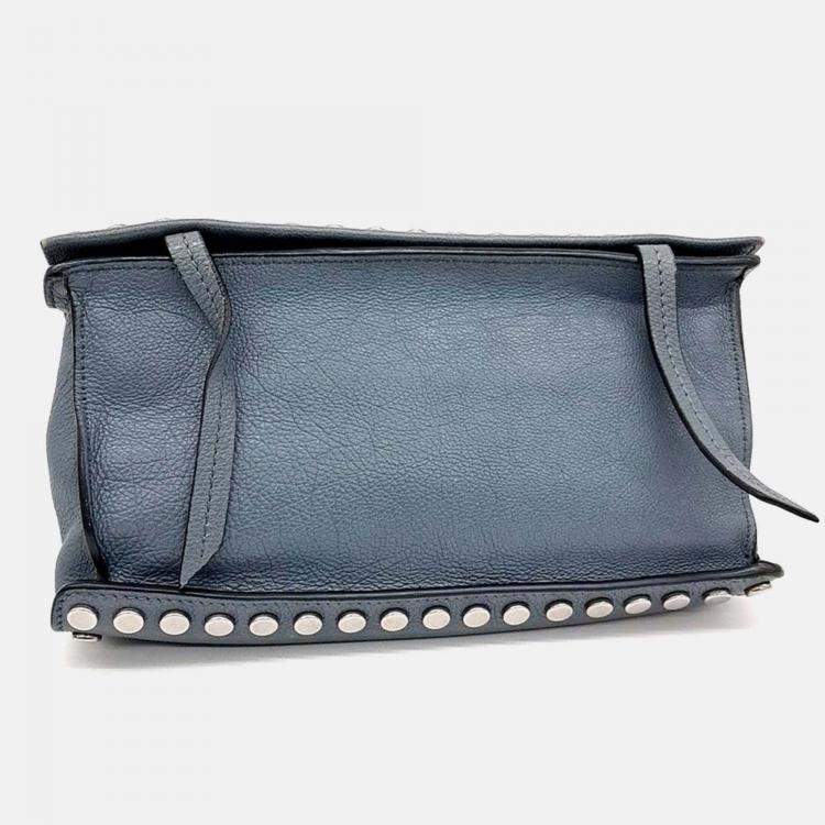 Pre Owned Prada Etiquette Glace Blue Calf Flap Bag