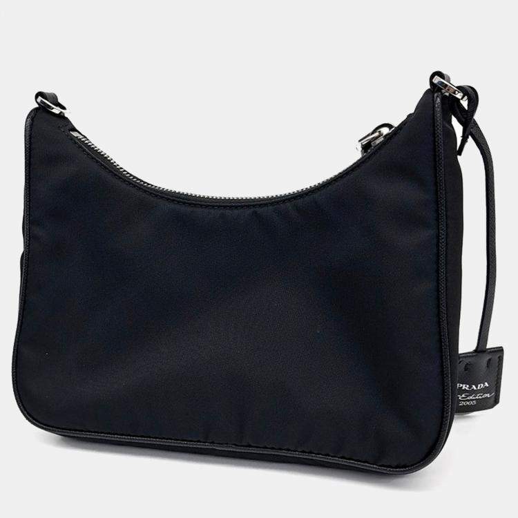 Pre Owned Prada Re-Nylon Tessuto Chain Strap Hobo Bag