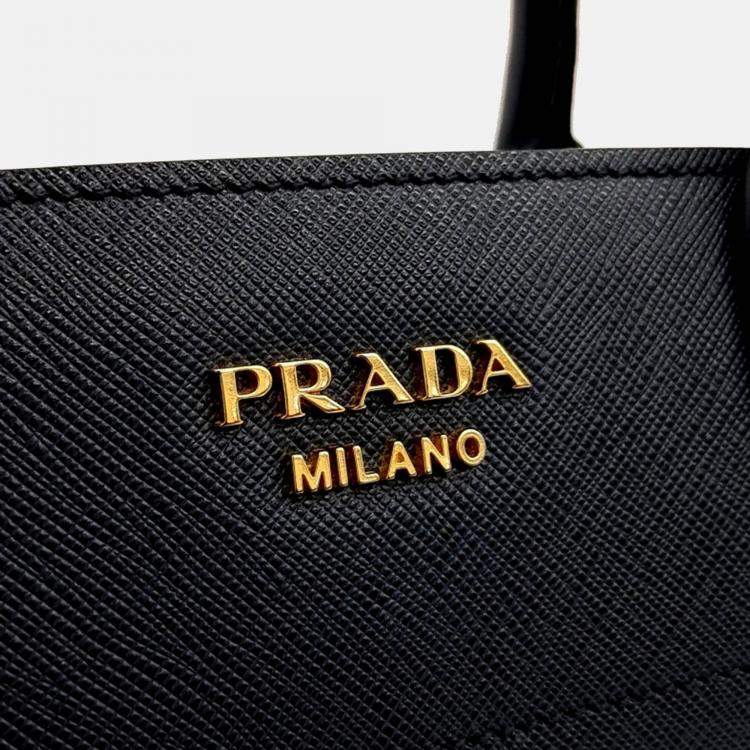 Pre Owned Prada Navy Blue Saffiano Leather Saffiano tote and shoulder bag
