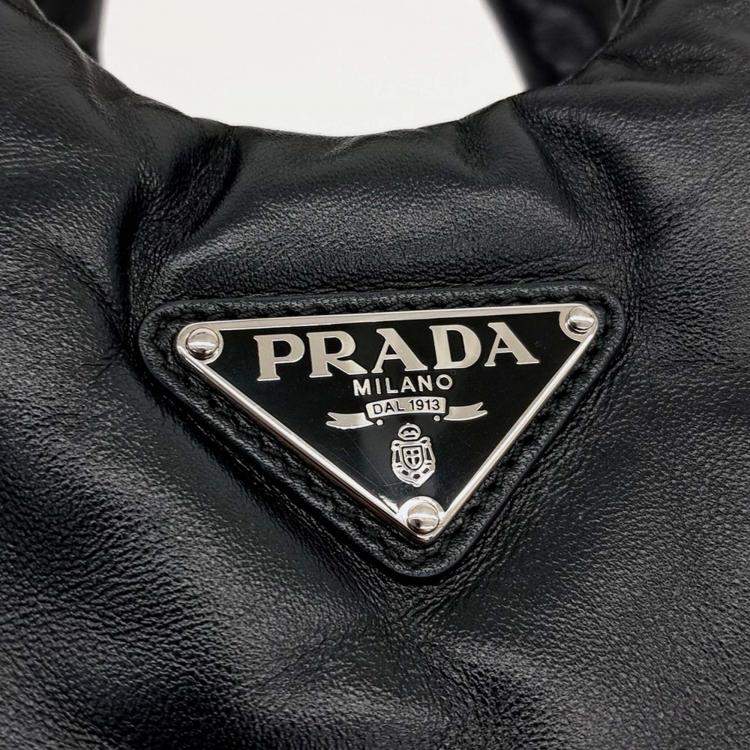 مملوكة مسبقًا Prada Black Leather Padded Soft Napa Tote Bag Small