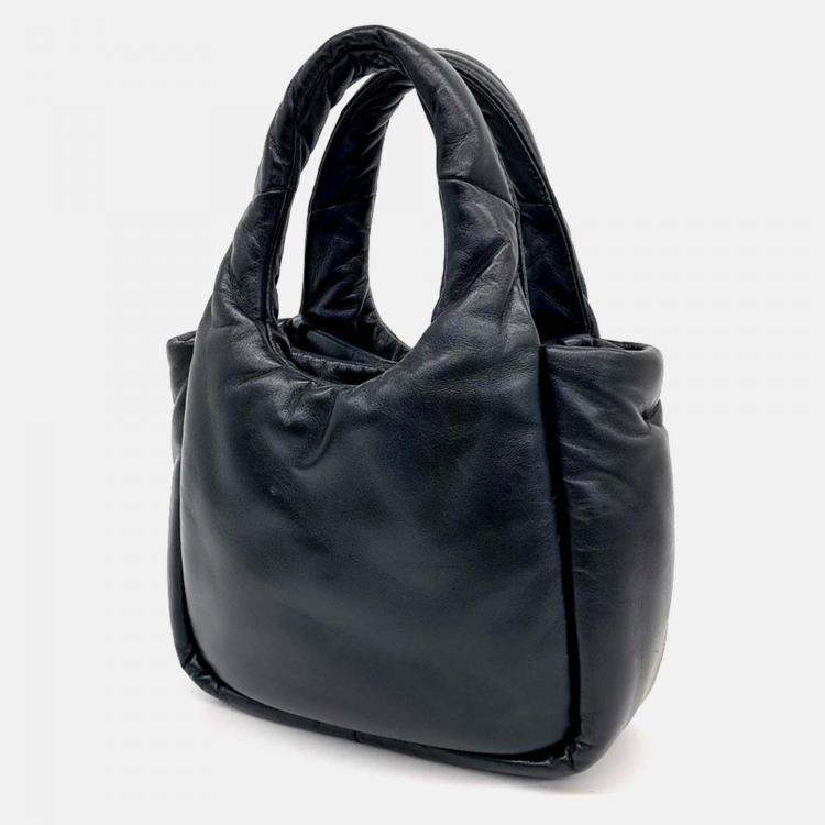مملوكة مسبقًا Prada Black Leather Padded Soft Napa Tote Bag Small