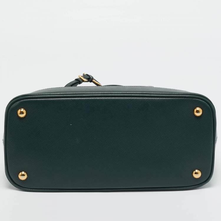 Pre Owned Prada Dark Green Dark Green Leather Open Promenade Bag