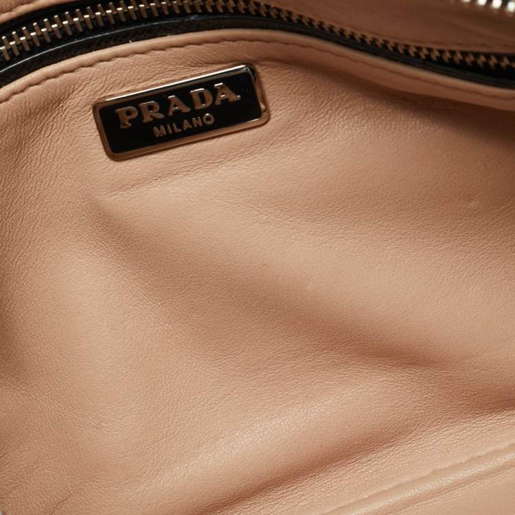 Pre Owned Prada Black Saffiano Vernice Patent Leather Embellished Clutch