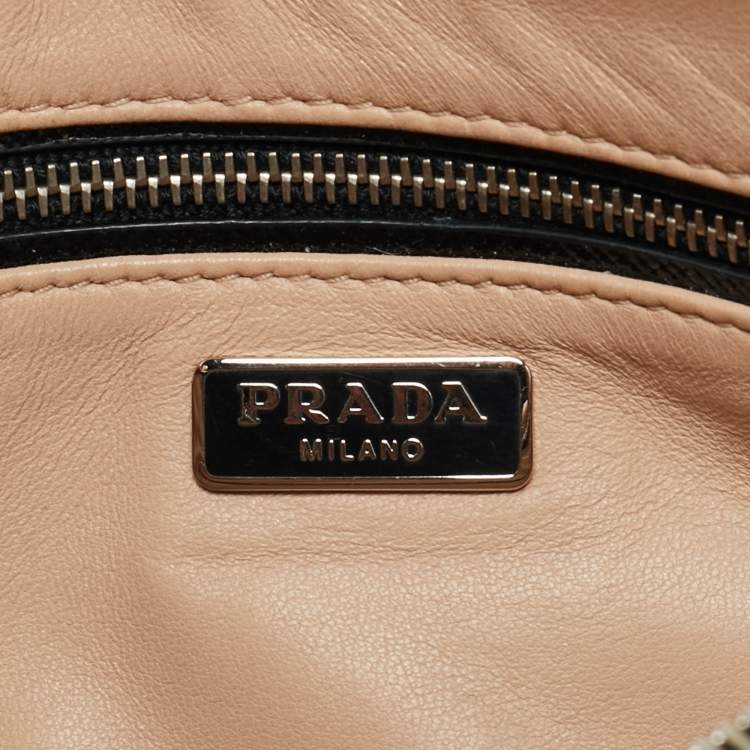 Pre Owned Prada Black Saffiano Vernice Patent Leather Embellished Clutch