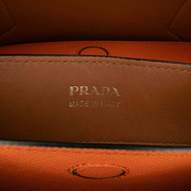 Pre Owned Prada Orange Medium Saffiano Cuir Double Satchel