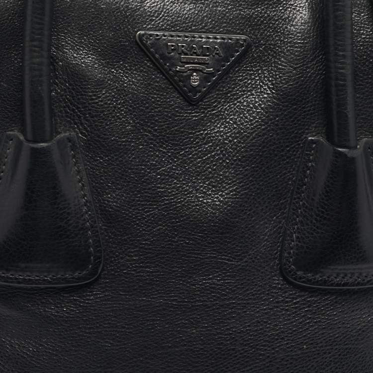 Pre Owned Prada Black Leather Twin Pocket Double Handle Tote 