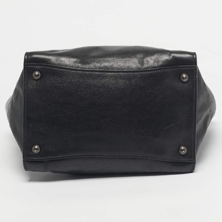 Pre Owned Prada Black Leather Twin Pocket Double Handle Tote 