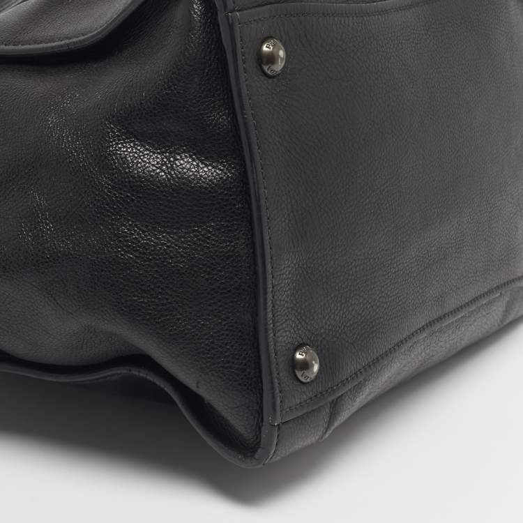 Pre Owned Prada Black Leather Twin Pocket Double Handle Tote 