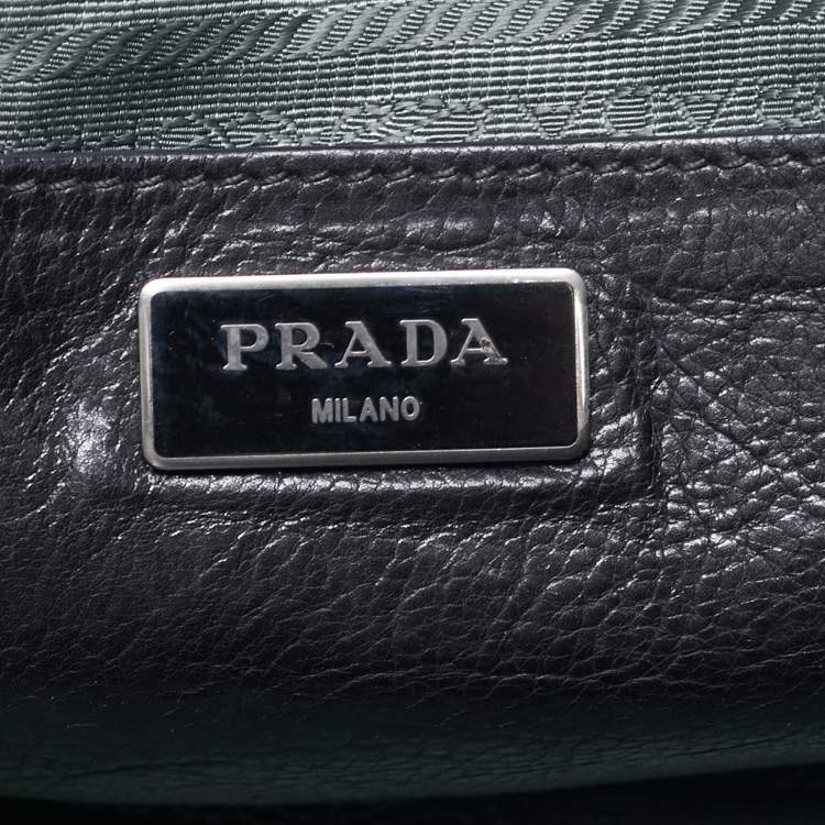 Pre Owned Prada Black Leather Twin Pocket Double Handle Tote 